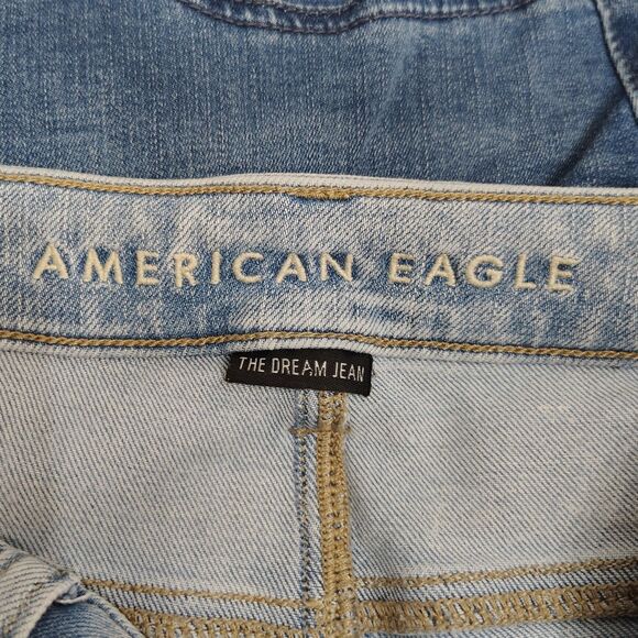 American Eagle Hi-Rise Light Wash Distressed Women's Sz 4 Dream Jegging Jeans - Picture 3 of 5